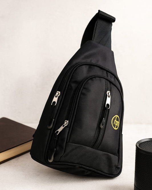 Black Crossbody Sling Bag – Lightweight Shoulder Chest Bag for Men & Women
