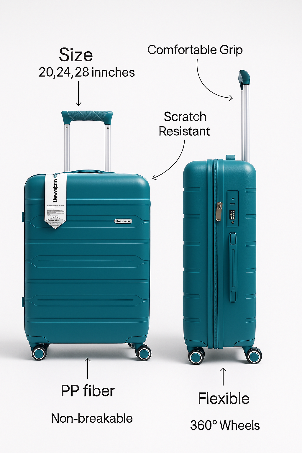 Travel Mate Waterproof TSA Lock Suitcase – Flexible Hard Shell Spinner Trolley Luggage