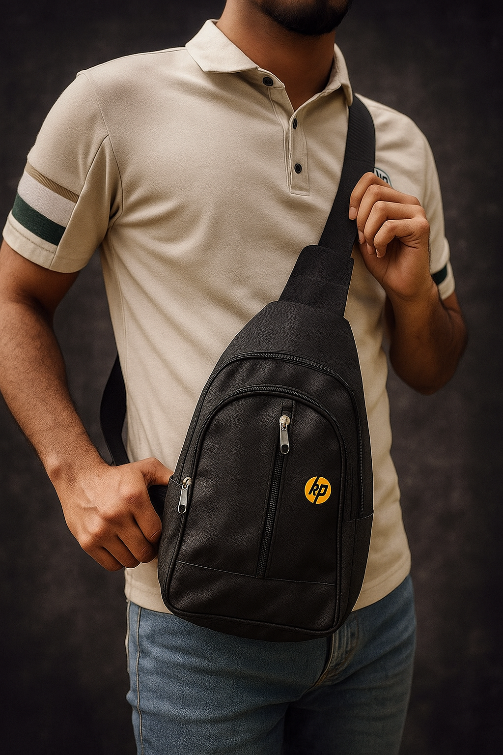 Black Crossbody Sling Bag – Lightweight Shoulder Chest Bag for Men & Women